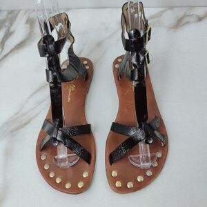 Matt Bernson Black Patent Leather Gladiator Sandals, Sz 7
